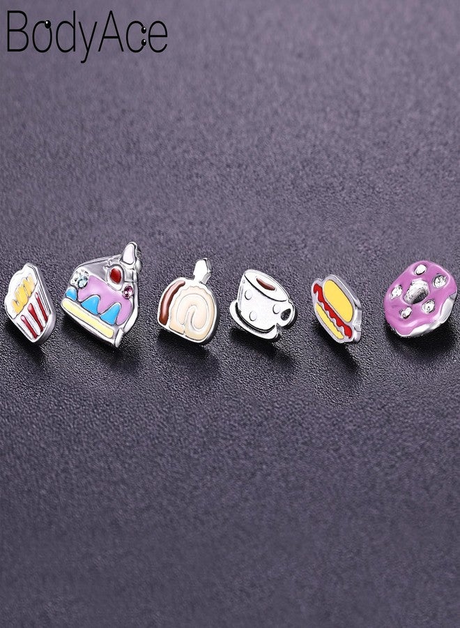 BodyAce 16G/18G Stud Piercings Jewelry Food Fruit Lip Studs Labret Ring Surgical Steel Flat Back Earrings for Nose Conch Lip Medusa Tragus Piercing Internal Thread [A;18G;BL:6mm] - Image 3